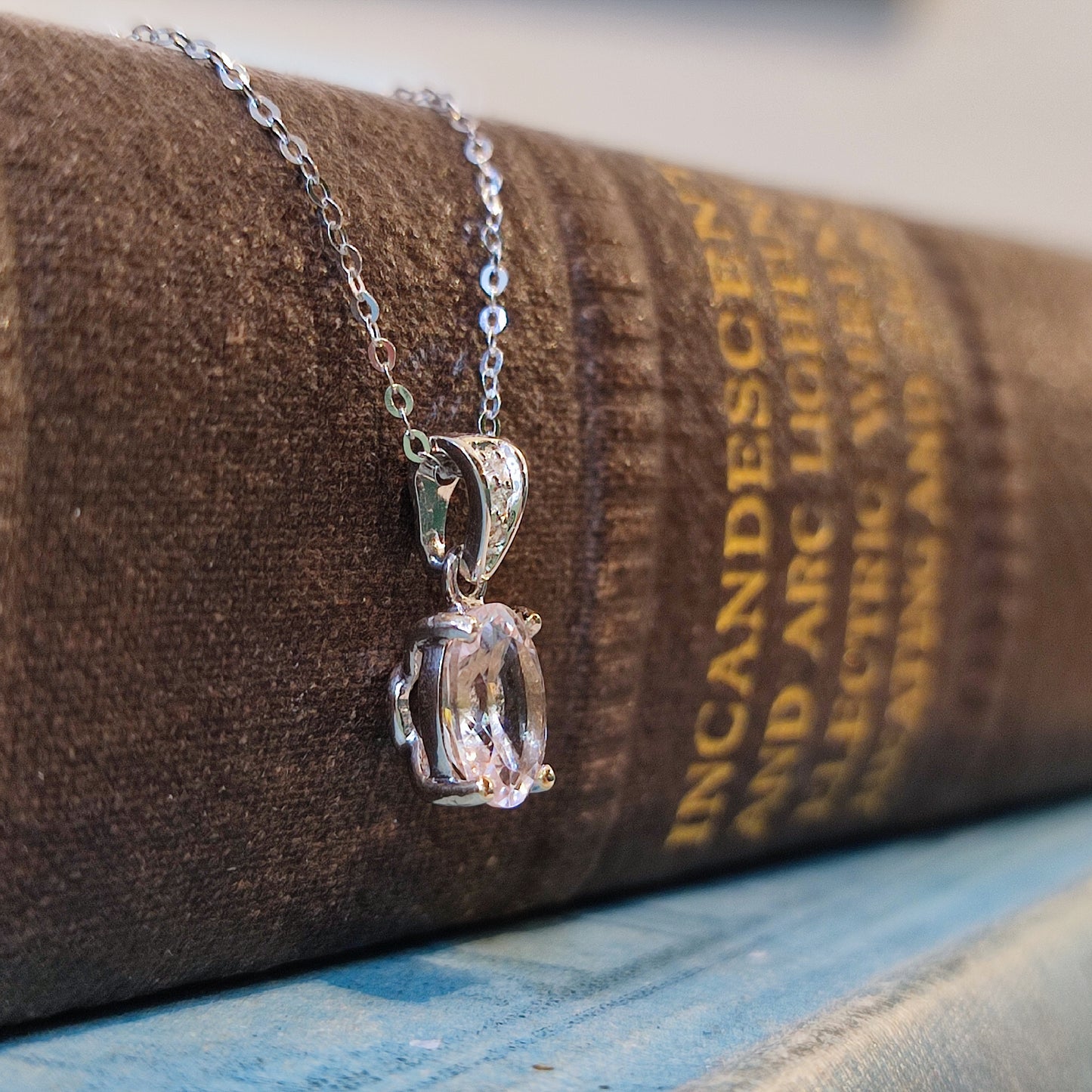 Morganite and Diamond Pendant in 18ct White Gold