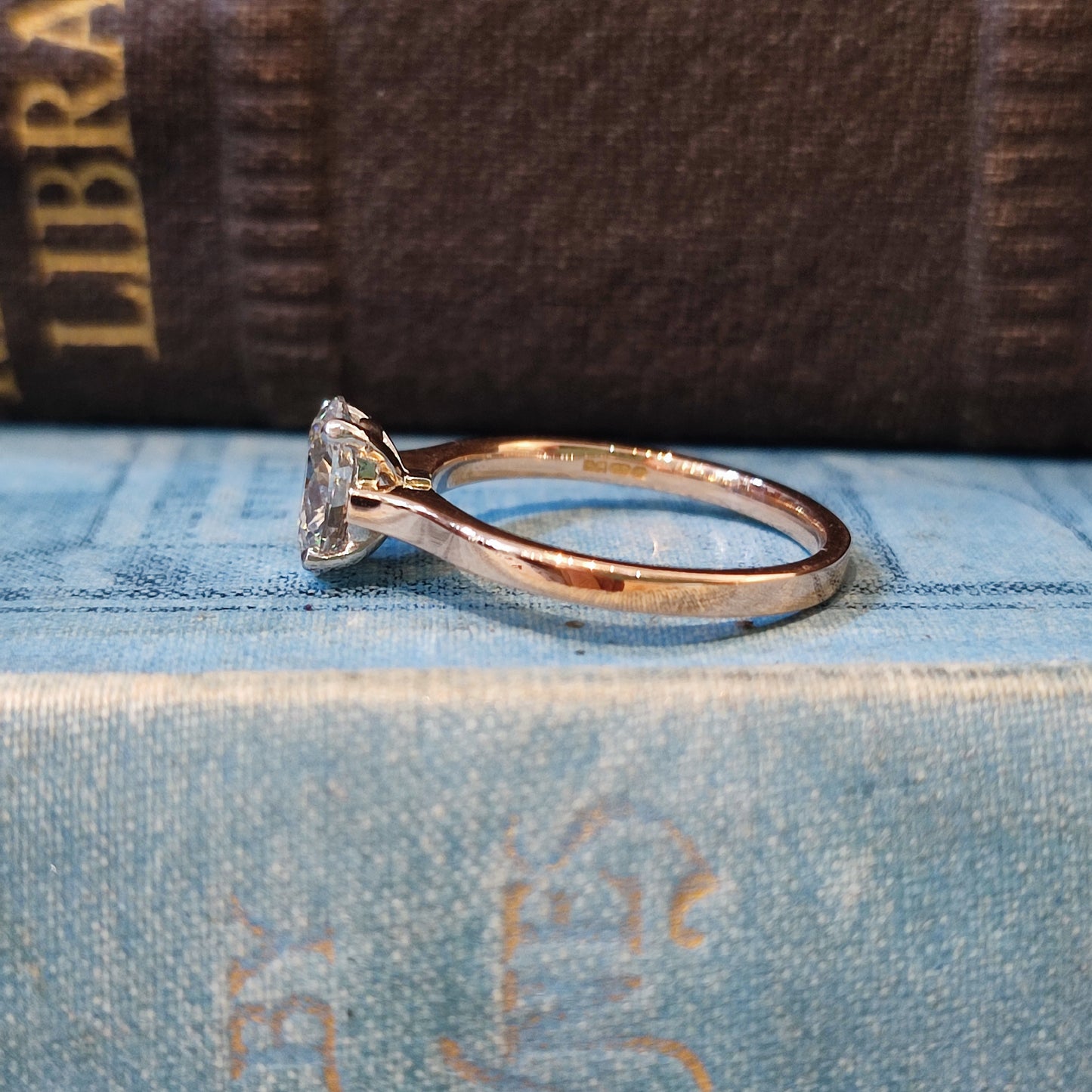 18ct Rose Gold and Platinum Ring 1.09ct Oval Lab Grown Diamond