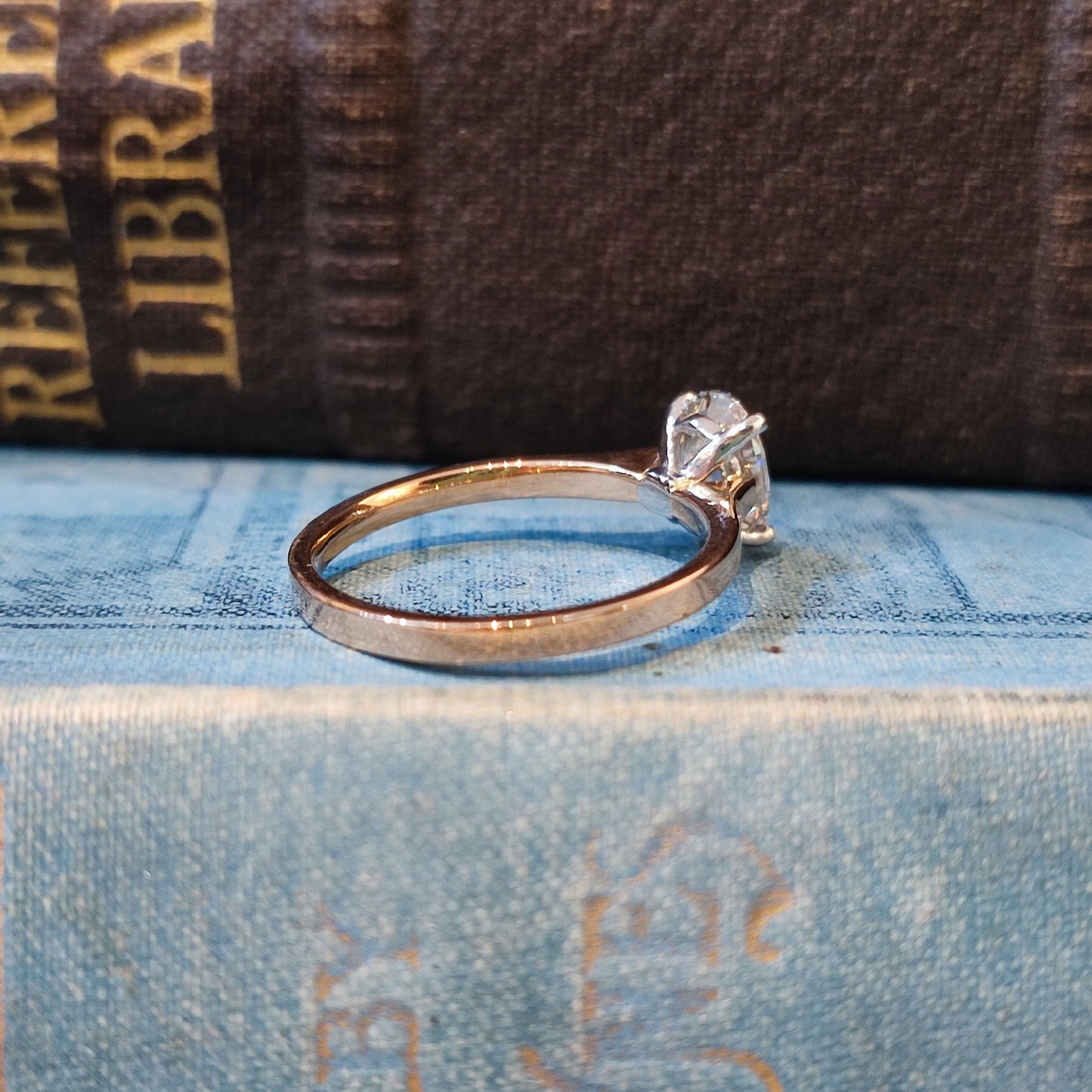 18ct Rose Gold and Platinum Ring 1.09ct Oval Lab Grown Diamond