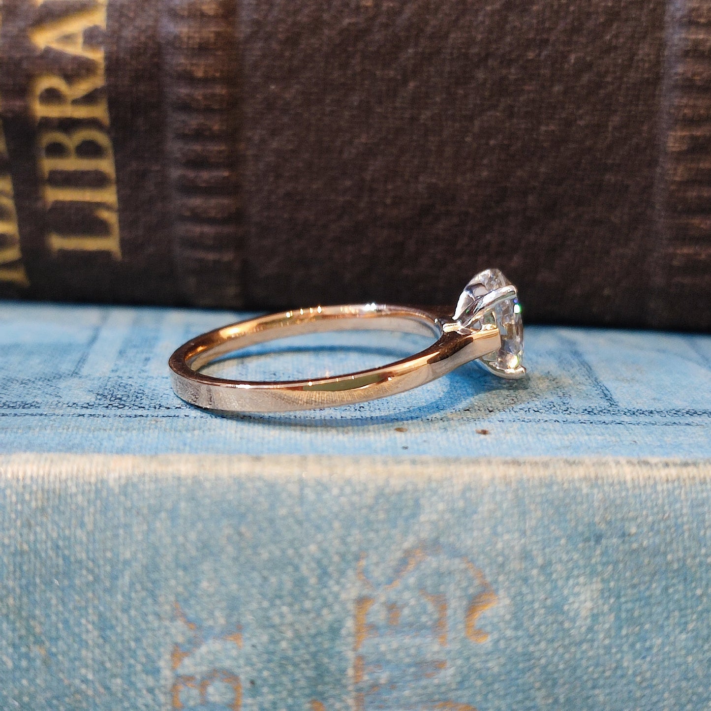 18ct Rose Gold and Platinum Ring 1.09ct Oval Lab Grown Diamond