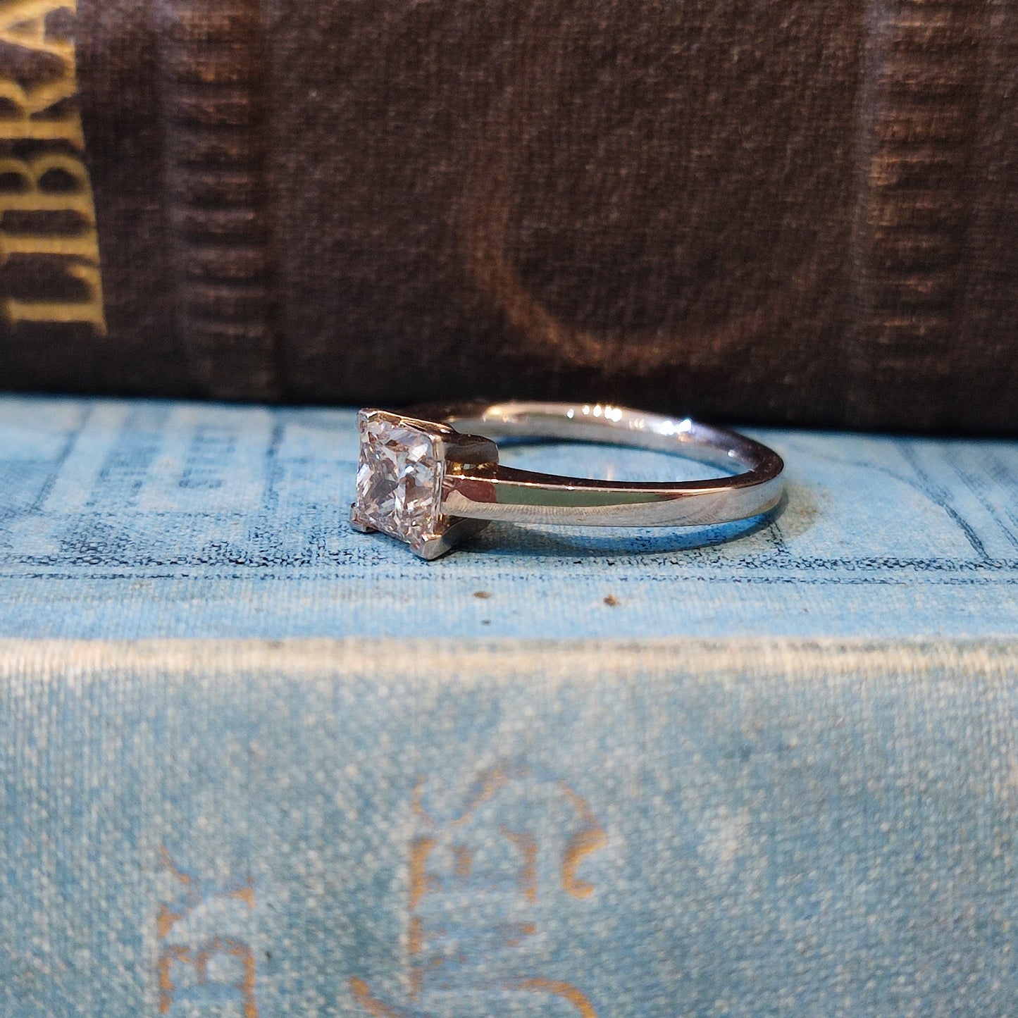 1.06ct Champagne Princess Cut Diamond Modern Engagement Ring