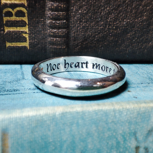 'Noe heart more true than mine to you' Engraved Medieval Posy Ring