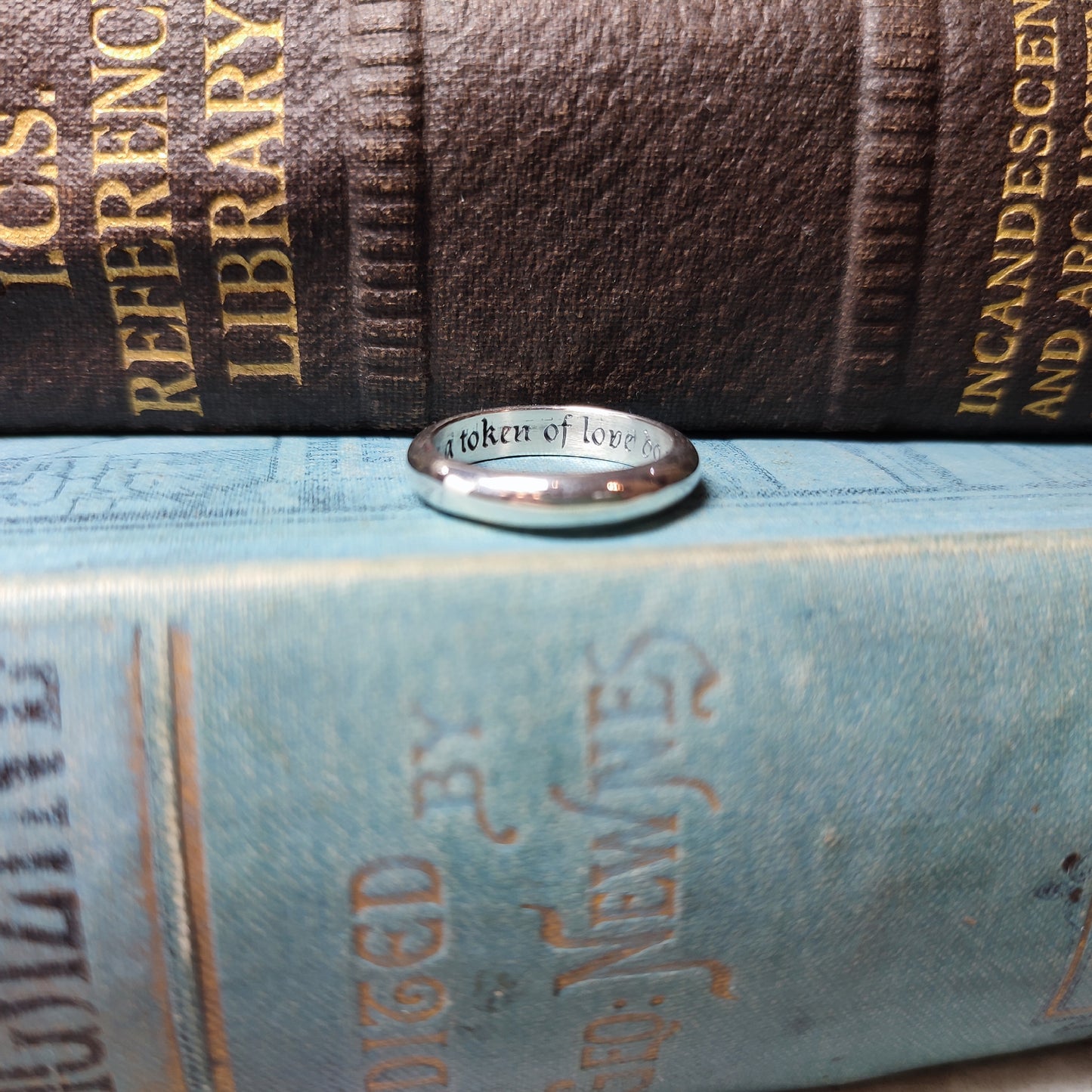 'I am a token of love do not give me away' Engraved Medieval Posy Ring