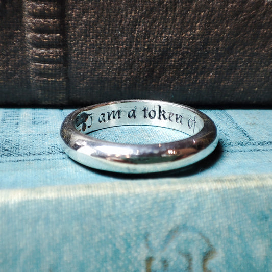 'I am a token of love do not give me away' Engraved Medieval Posy Ring