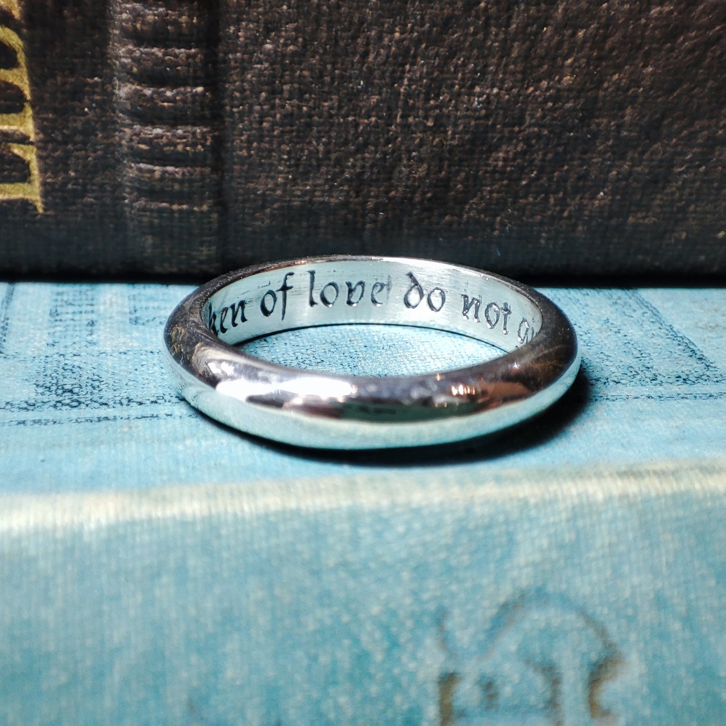 'I am a token of love do not give me away' Engraved Medieval Posy Ring