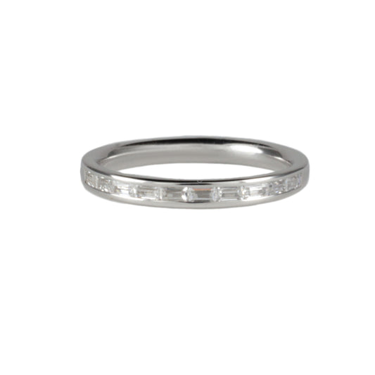 Platinum Eternity Ring Horizontal Baguette Cut Diamonds 0.30ct Art Deco Style