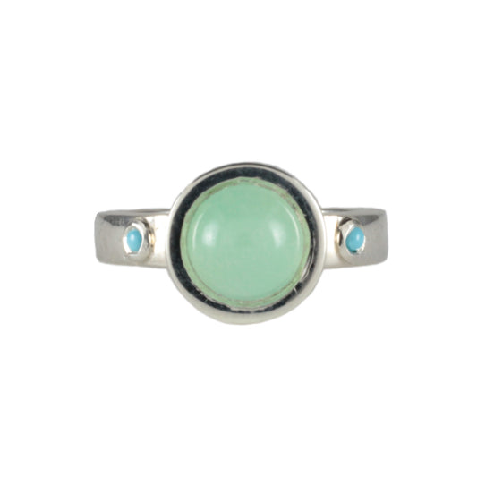 'Oston' Chrysoprase & Turquoise Medieval style ring