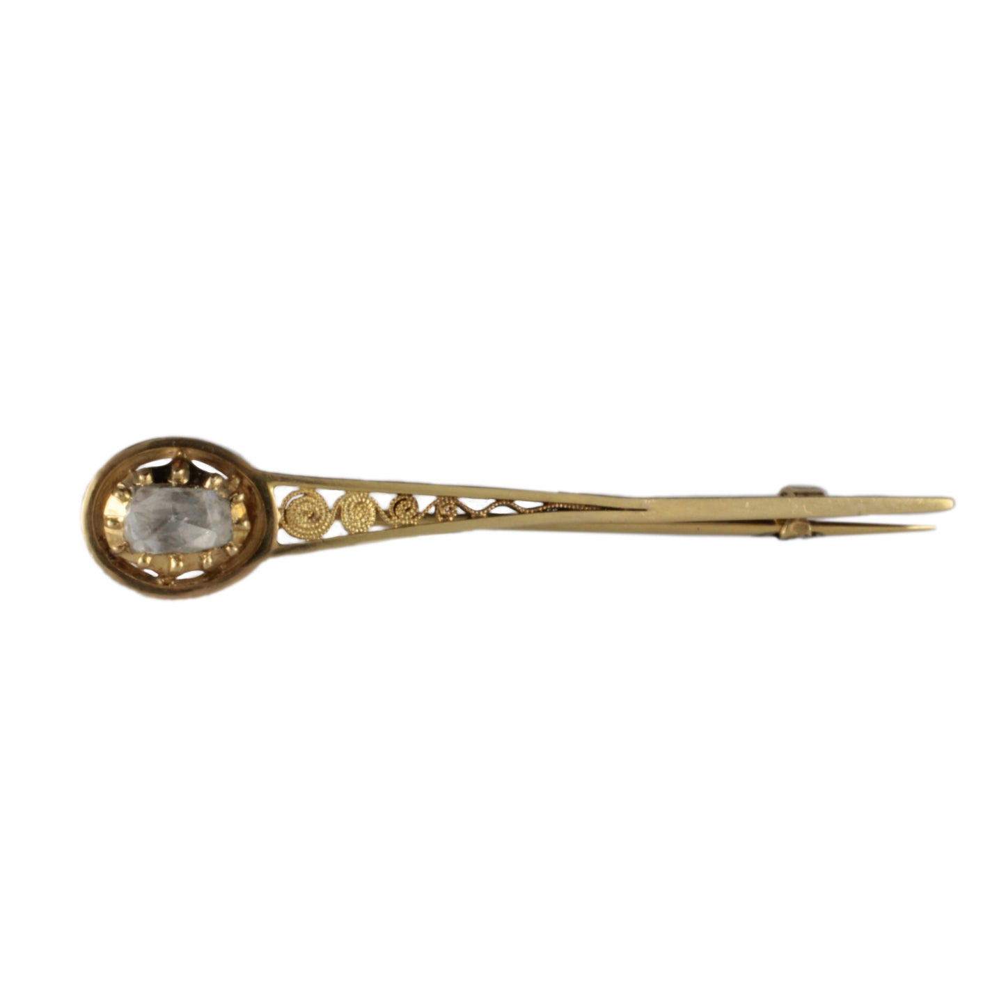 Antique 15ct & Rose cut Diamond set Georgian Cravat Pin Brooch