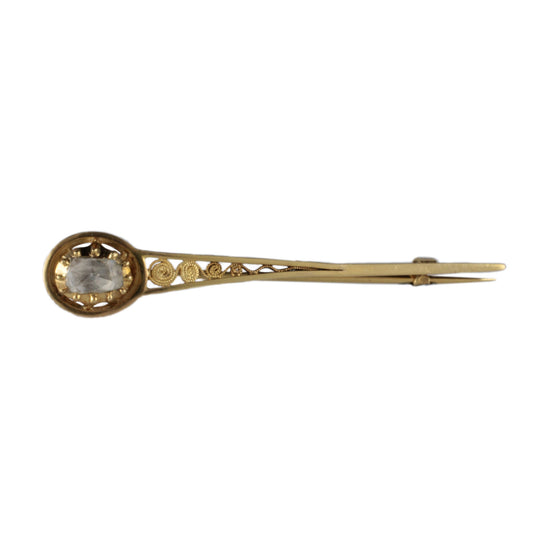 Antique 15ct & Rose cut Diamond set Georgian Cravat Pin Brooch