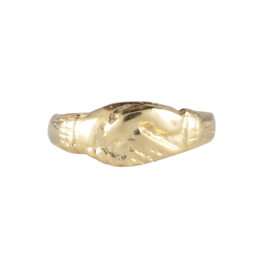 'Ludus' 22ct Clasped Hands Fede Ring Medieval style