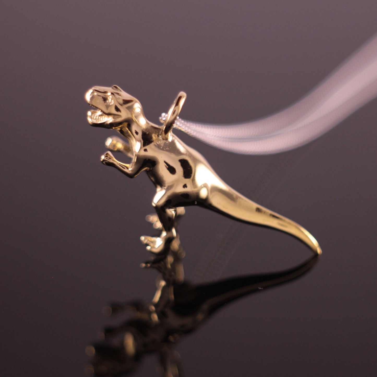 Sterling Silver Gold Plated Dinosaur Pendant T-Rex