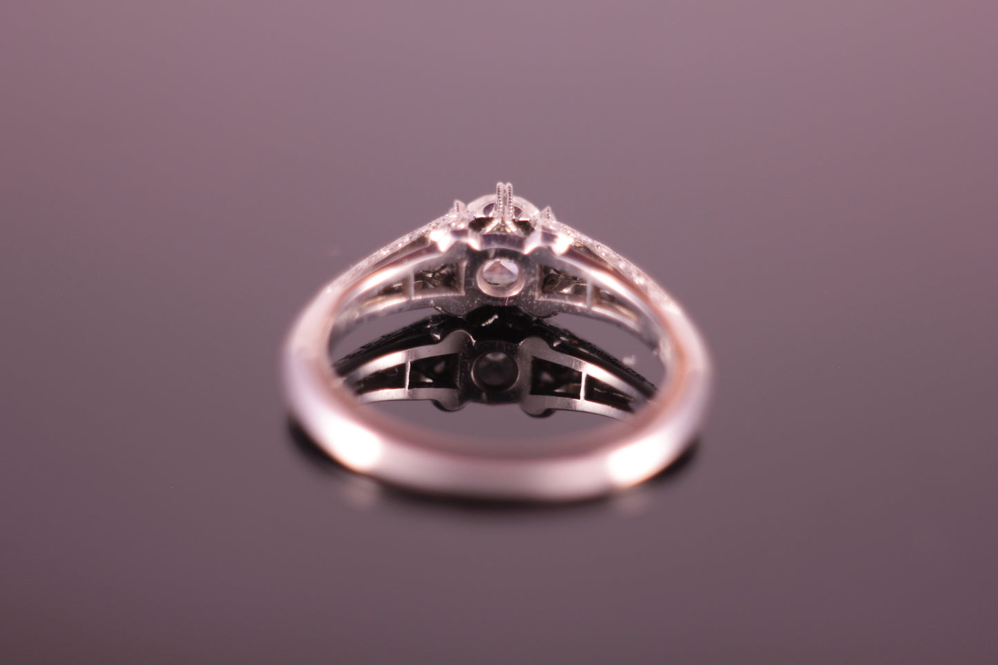 Platinum Engagement Ring Art Deco Design Underside