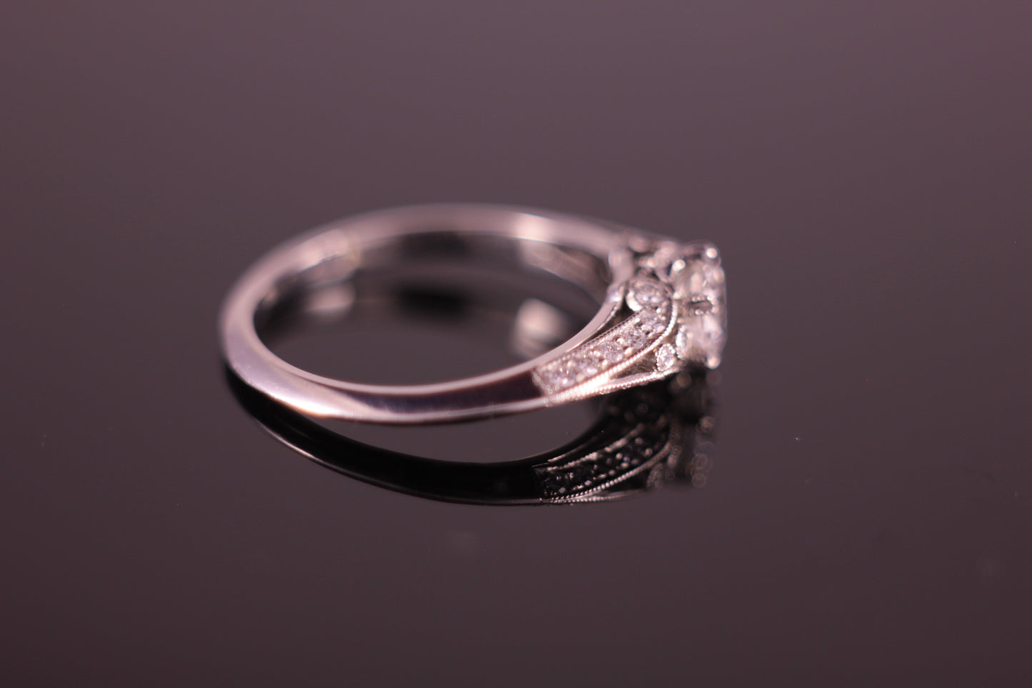 Platinum Engagement Ring Art Deco Design with Diamonds on the wall
