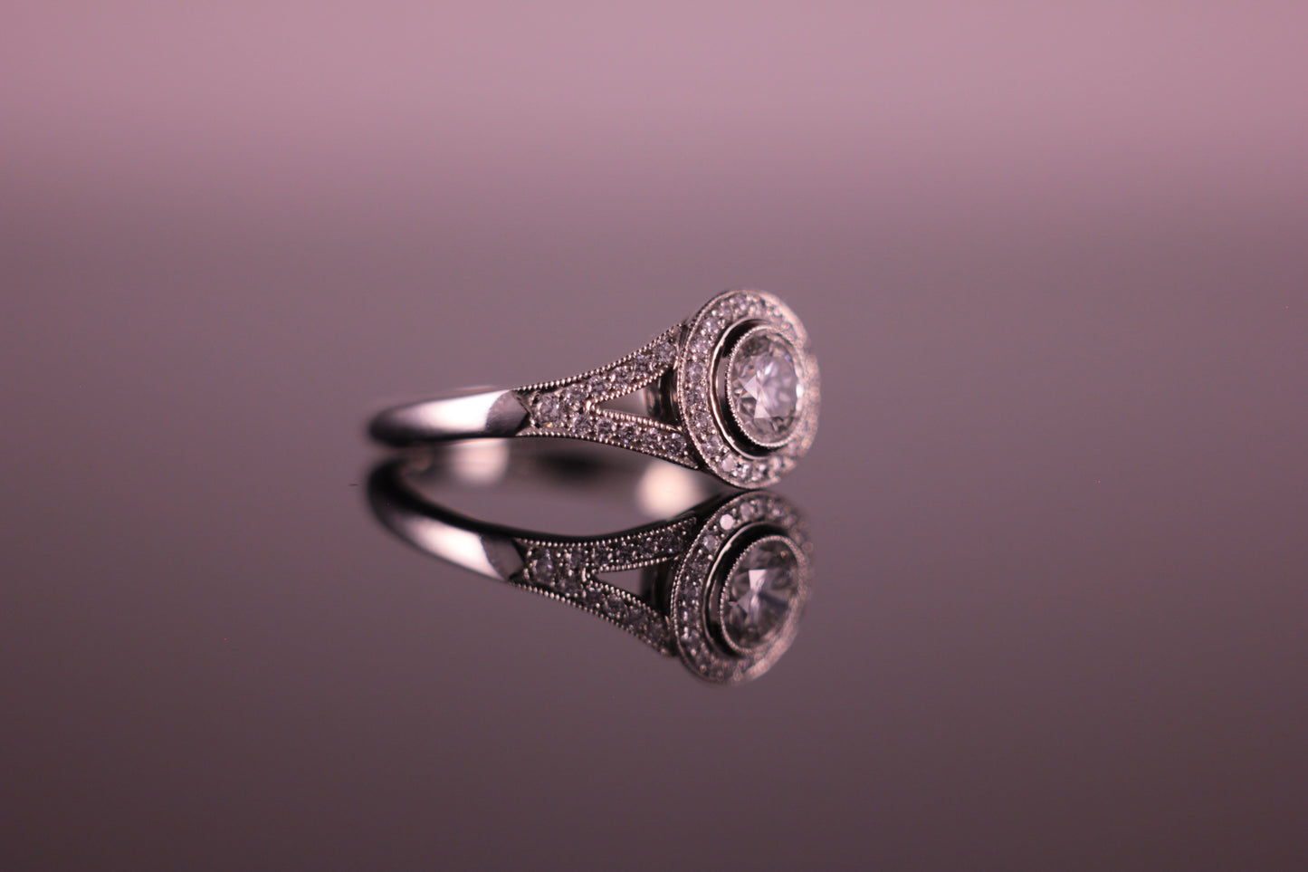 0.50ct Diamond Halo Art Deco style Ring G VS1 GIA Certificated