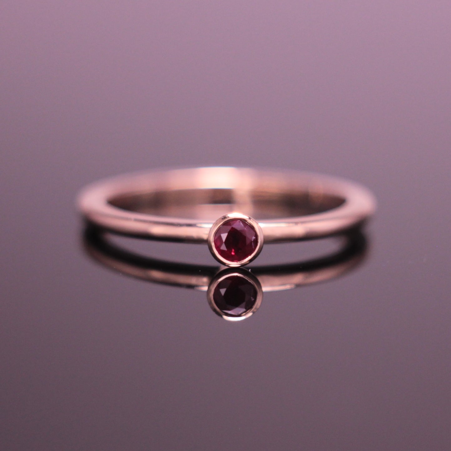 Ruby & 9ct Rose Gold Promise Ring Engagement ring 0.19ct Bezel Rub Over set