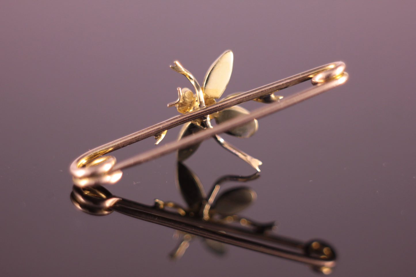 9ct Edwardian Insect Fly Pin Brooch Pearl, Turquoise & Ruby Vintage