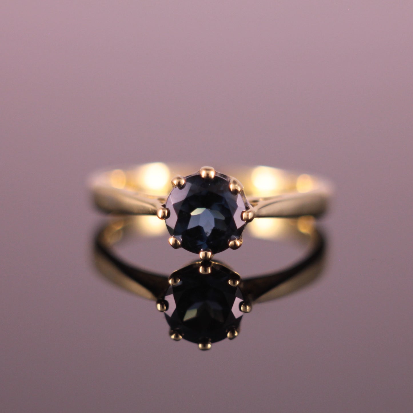 18ct yellow gold Topaz ring London Blue 1.09ct 8-claw setting Solitaire