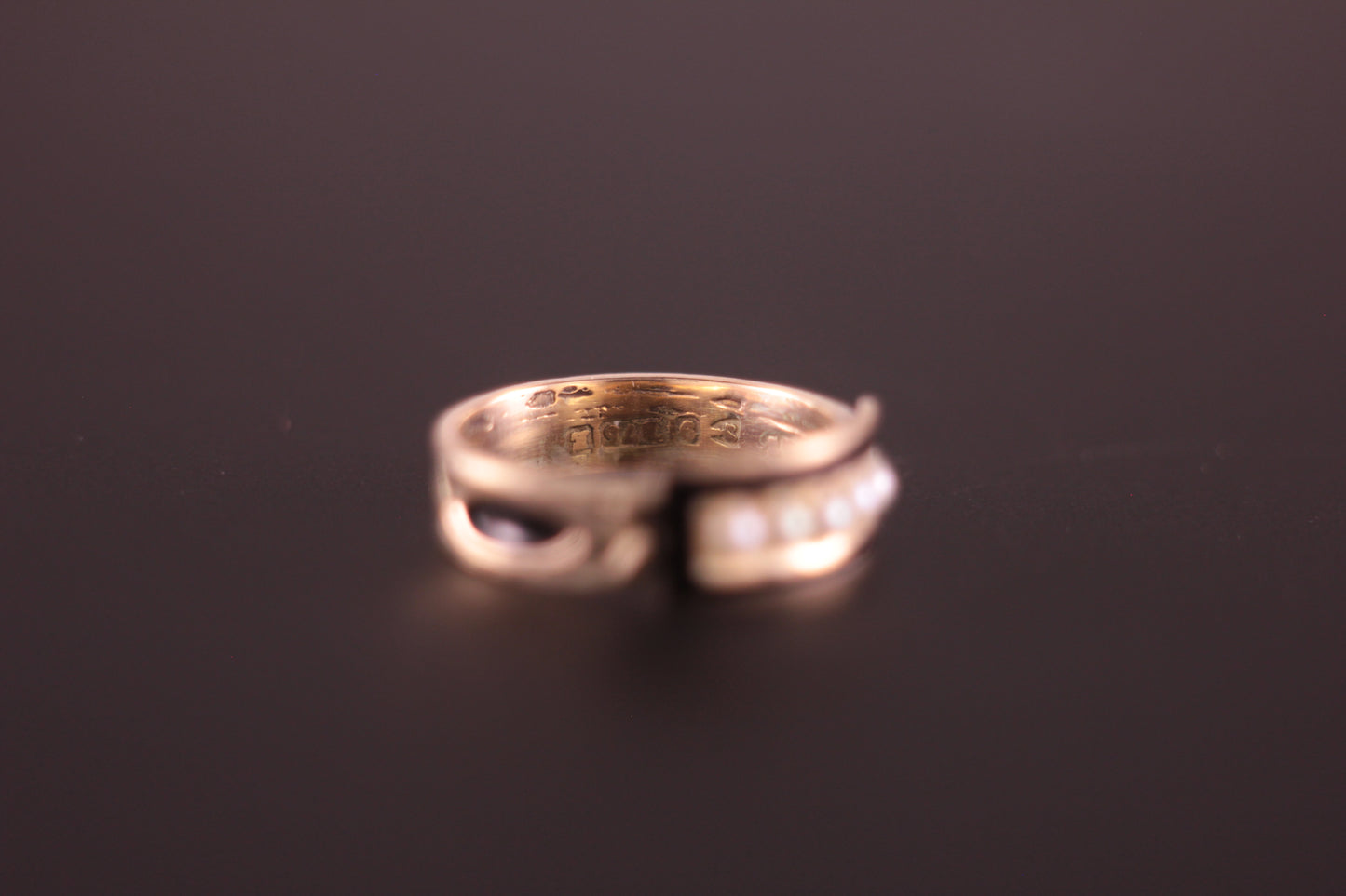 Antique Dated 1888 Memento Mori Mourning Ring Gold with Black Enamel & Pearl