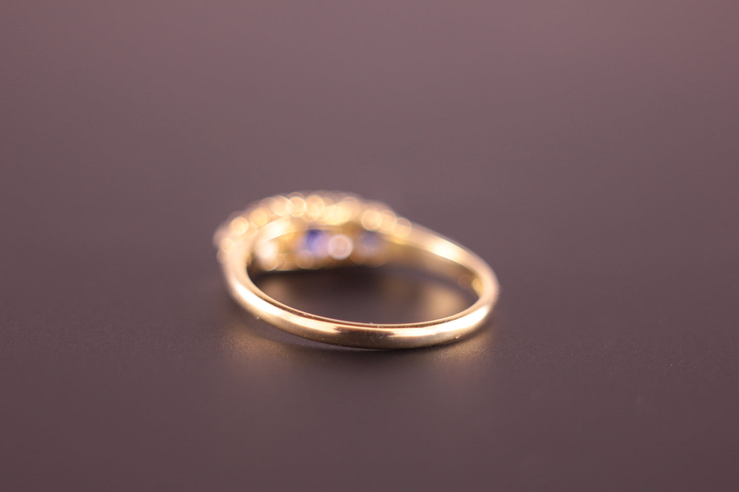 Antique Victorian Sapphire and Old cut Diamonds in 18ct Yellow Gold Ring