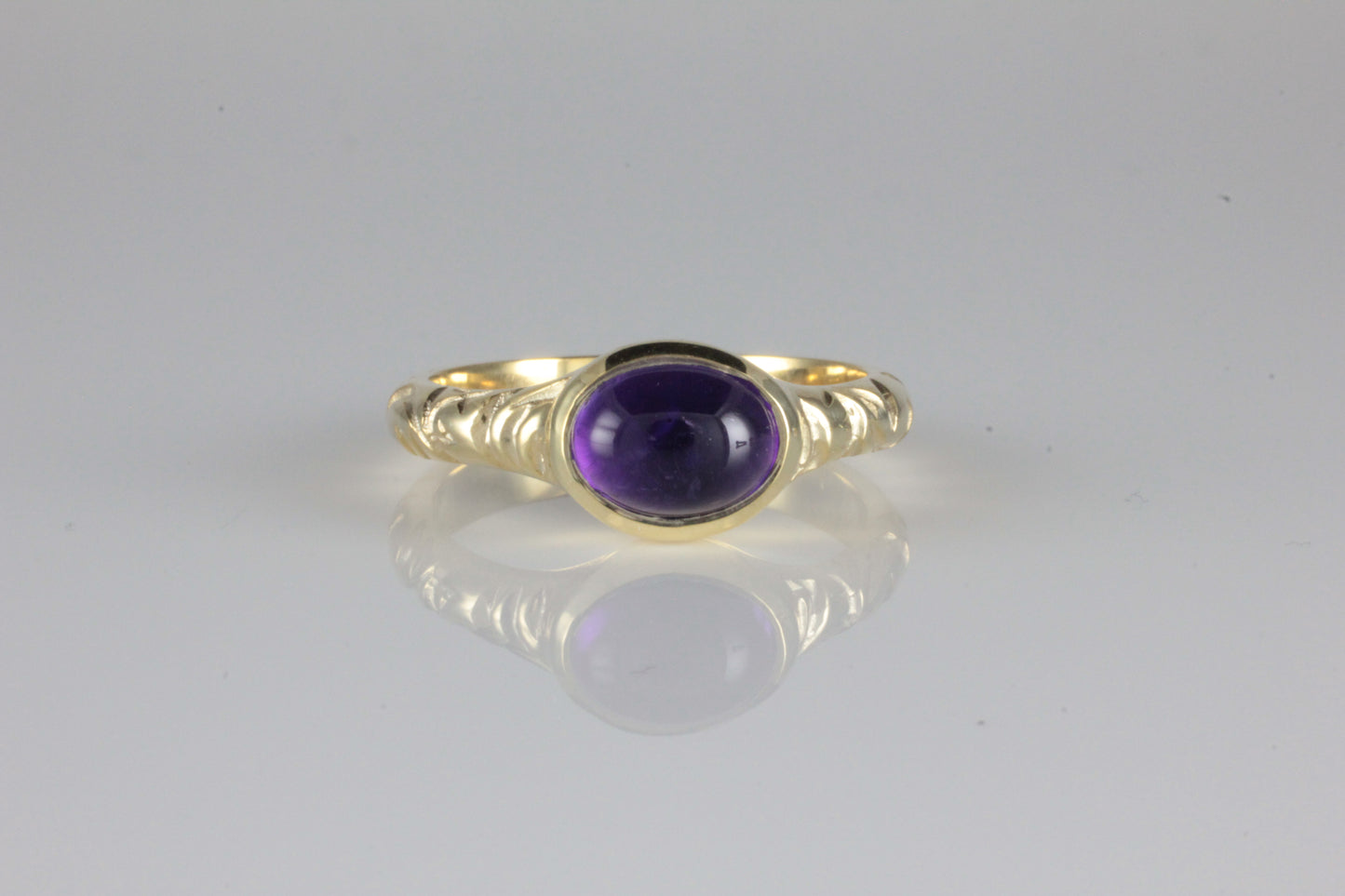 'Odessos' Georgian style Oval Amethyst Cabochon Ring