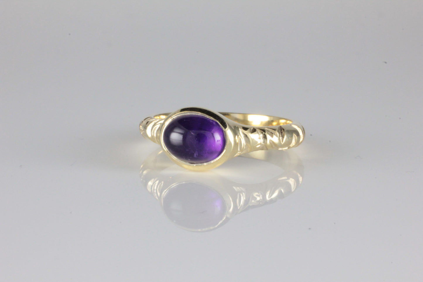 'Odessos' Georgian style Oval Amethyst Cabochon Ring