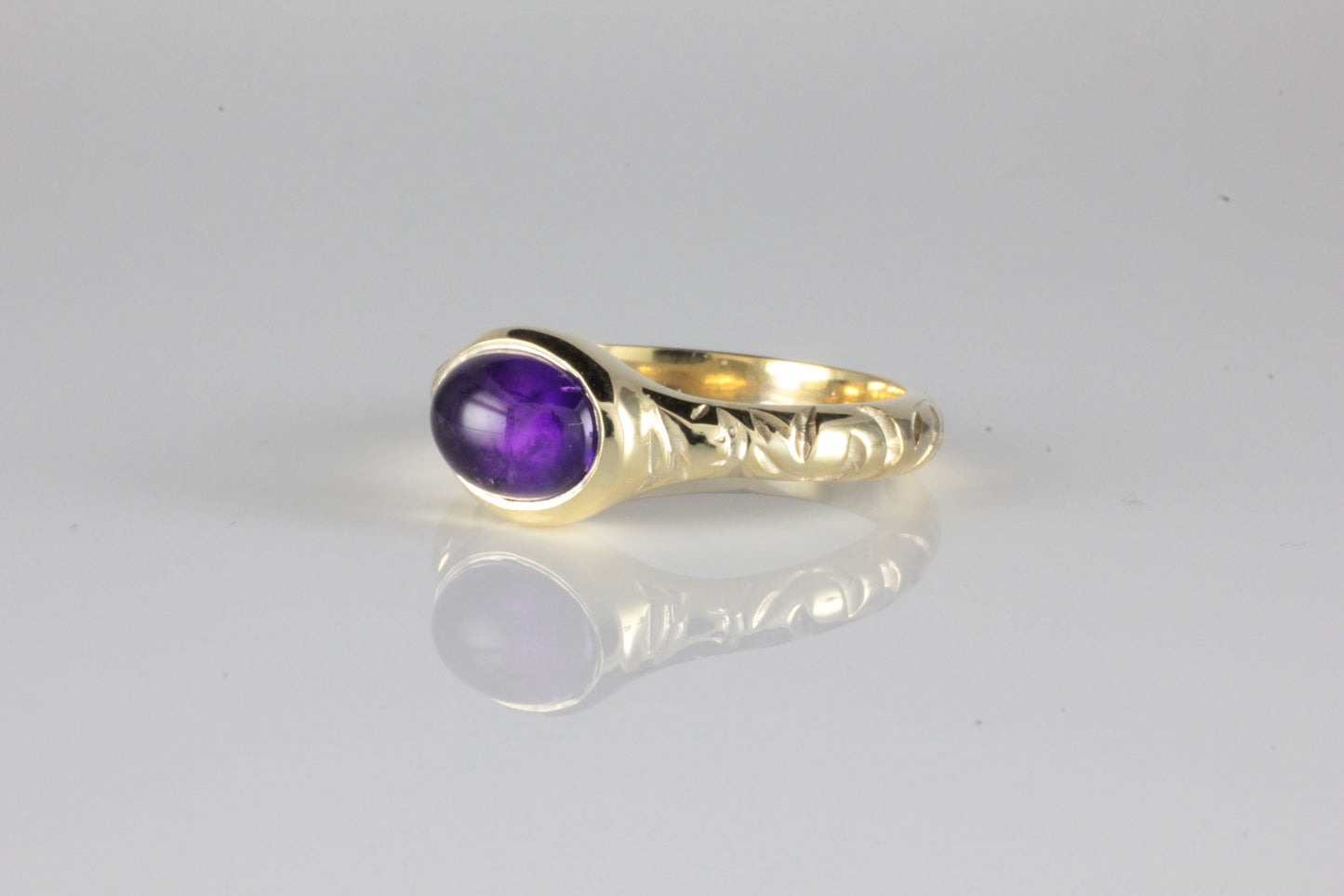'Odessos' Georgian style Oval Amethyst Cabochon Ring