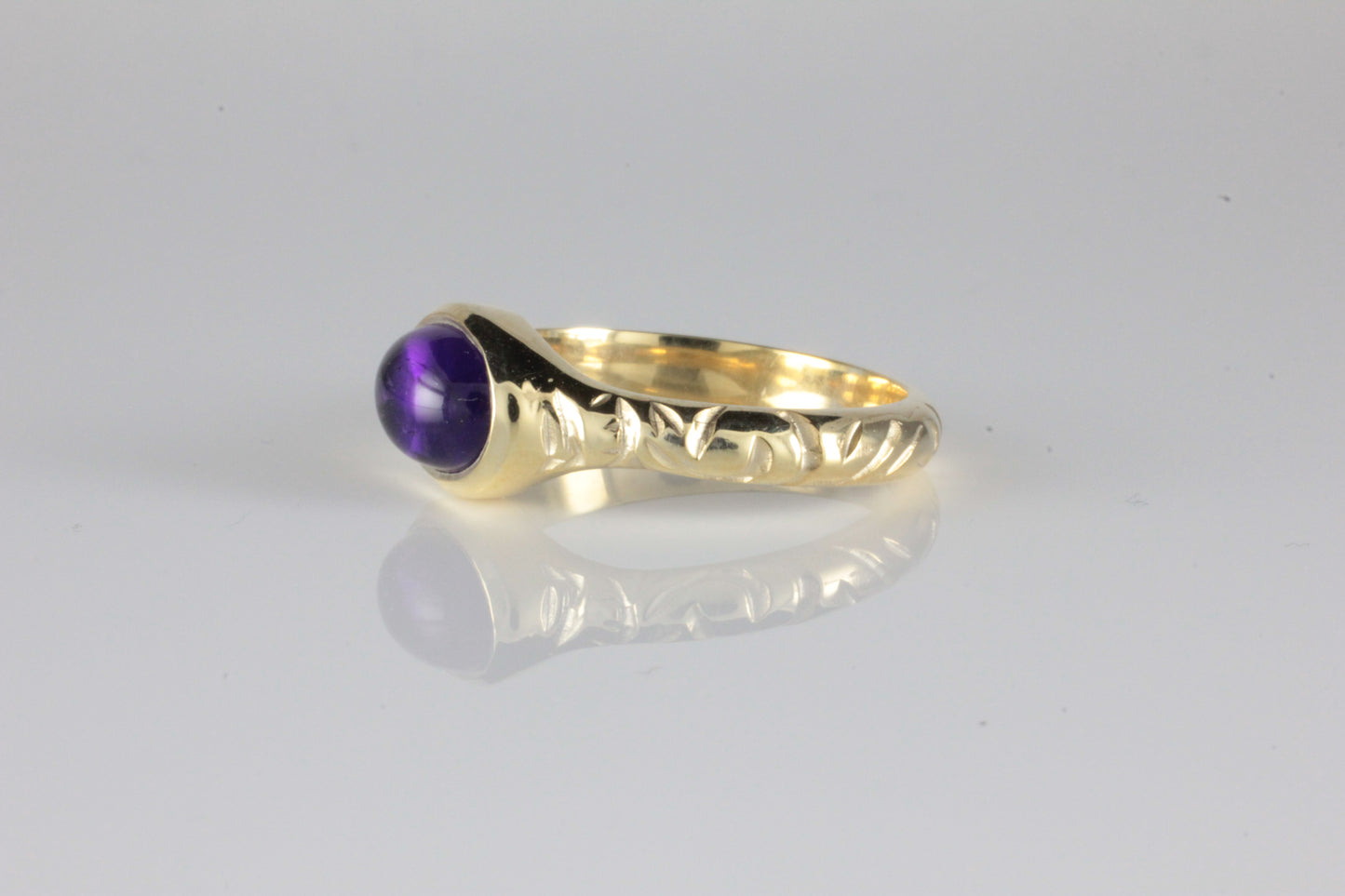 'Odessos' Georgian style Oval Amethyst Cabochon Ring
