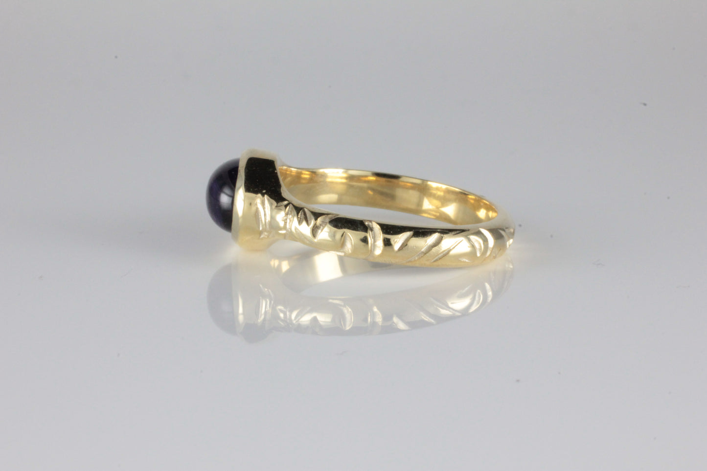'Odessos' Georgian style Oval Amethyst Cabochon Ring