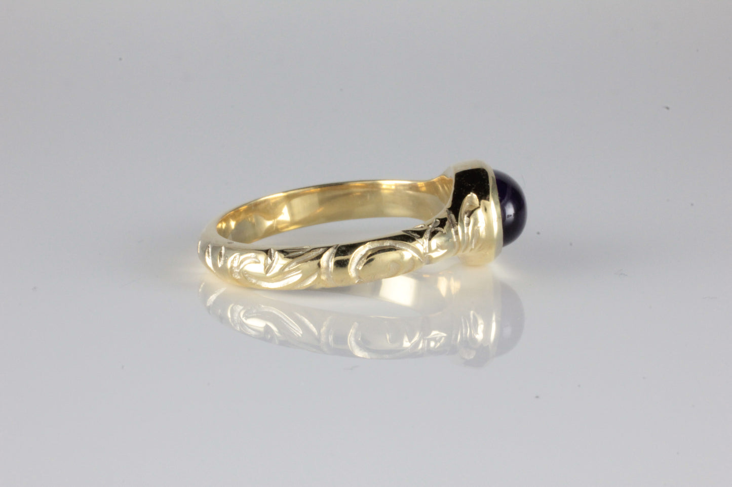 'Odessos' Georgian style Oval Amethyst Cabochon Ring