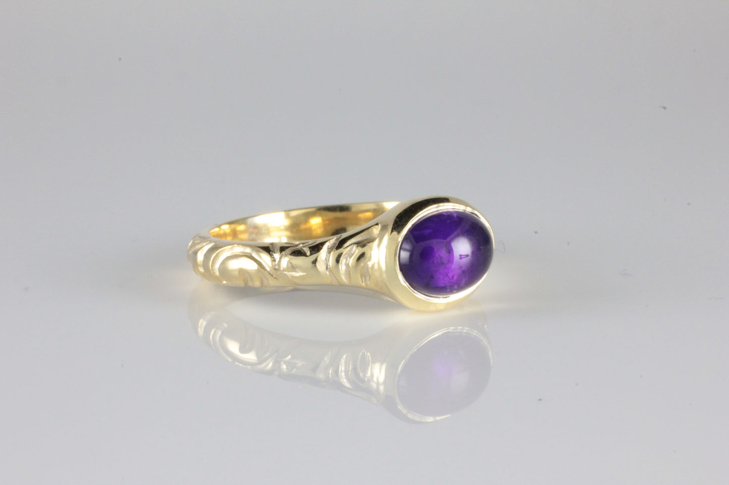 'Odessos' Georgian style Oval Amethyst Cabochon Ring