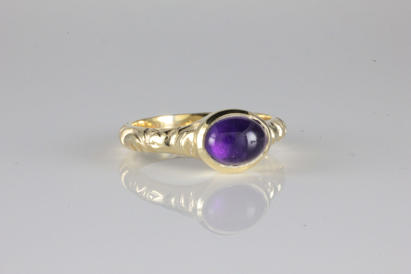 'Odessos' Georgian style Oval Amethyst Cabochon Ring