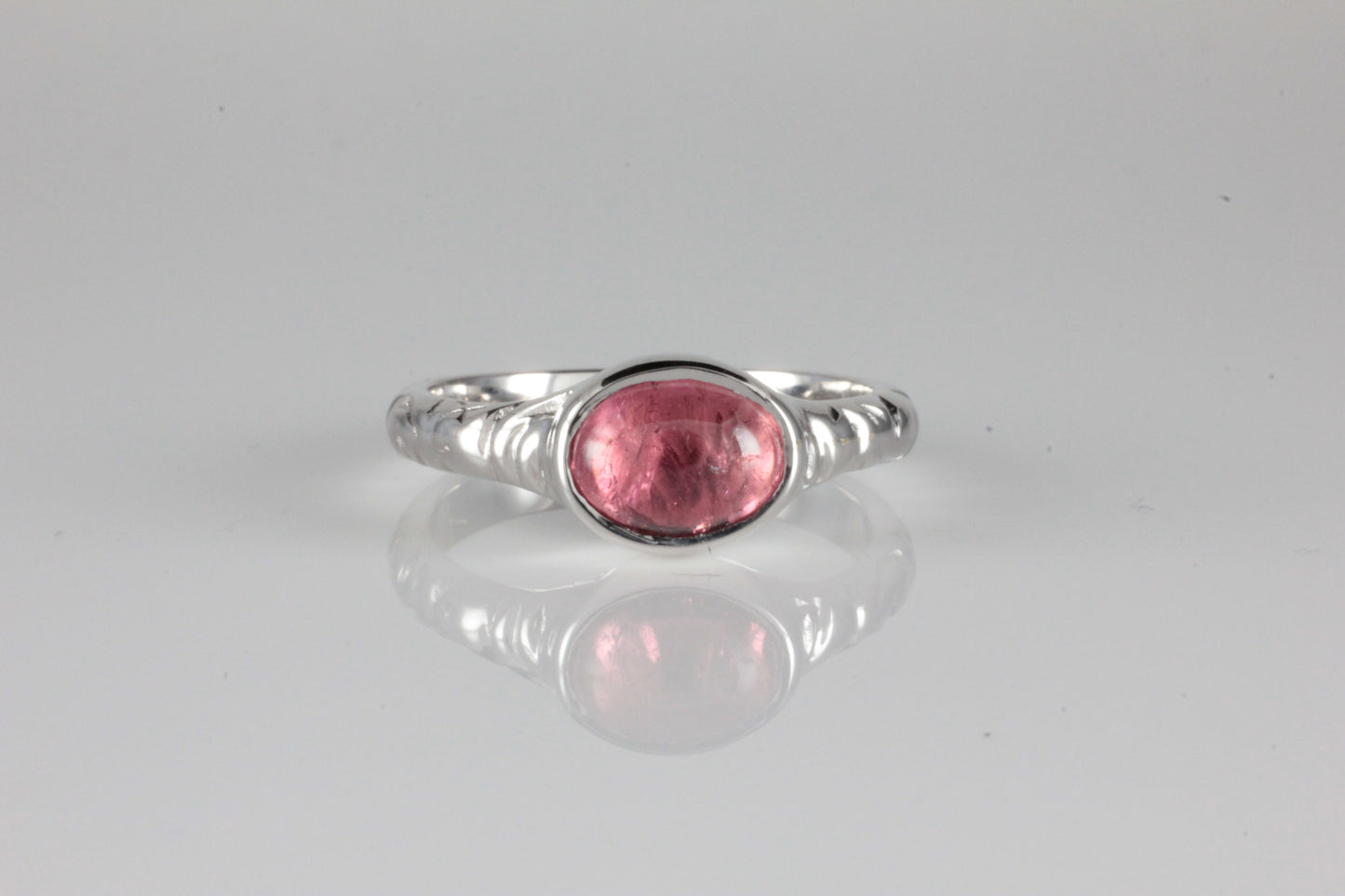 'Odessos' Georgian style Oval Pink Tourmaline Cabochon Ring