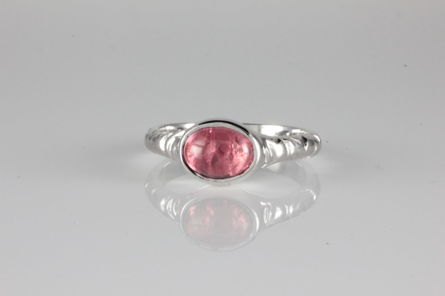 'Odessos' Georgian style Oval Pink Tourmaline Cabochon Ring