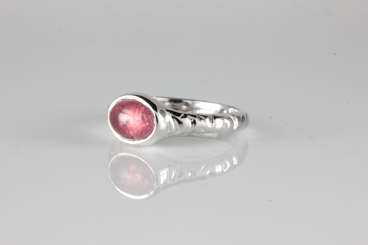 'Odessos' Georgian style Oval Pink Tourmaline Cabochon Ring