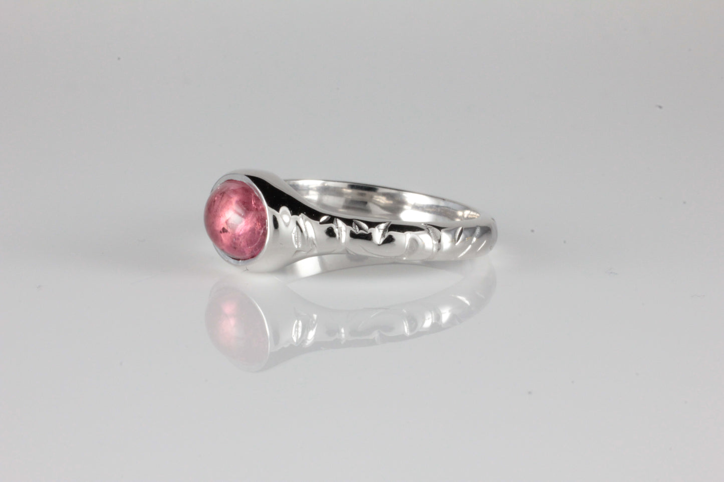 'Odessos' Georgian style Oval Pink Tourmaline Cabochon Ring