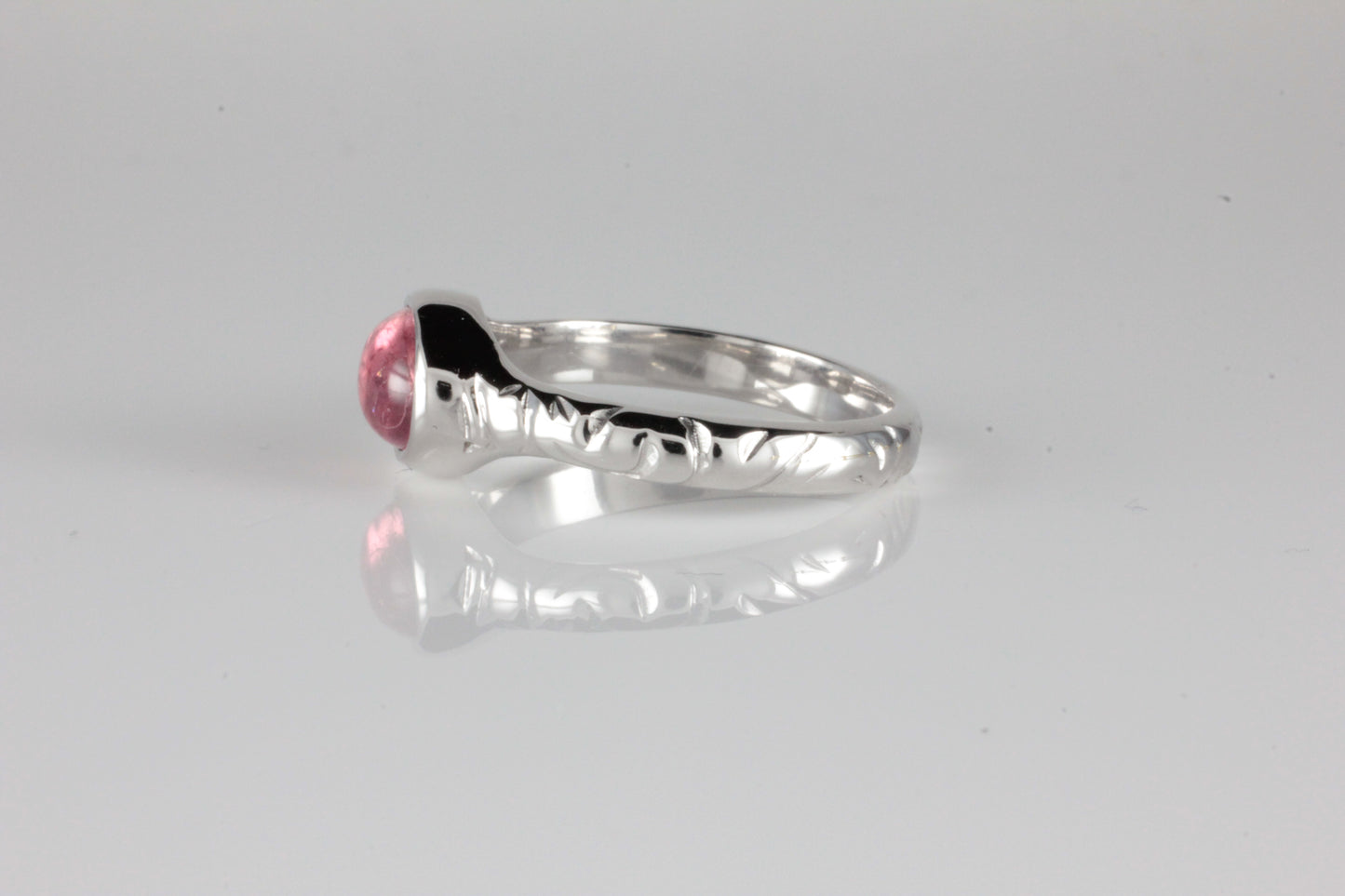'Odessos' Georgian style Oval Pink Tourmaline Cabochon Ring