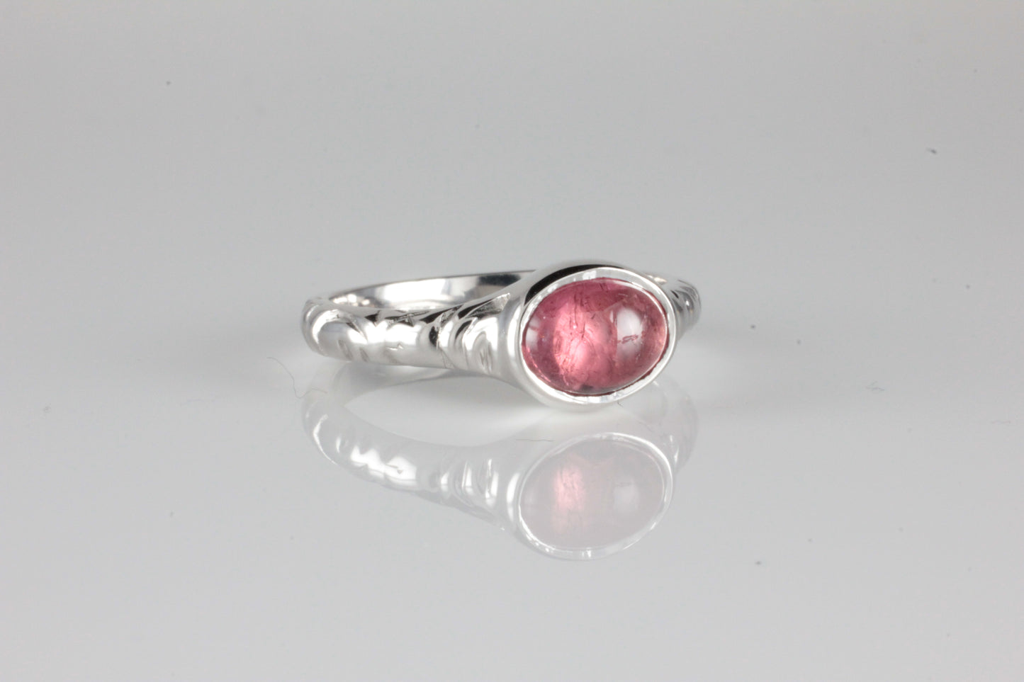 'Odessos' Georgian style Oval Pink Tourmaline Cabochon Ring