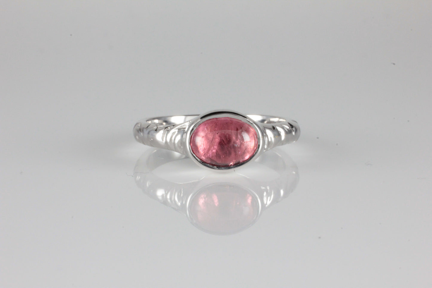 'Odessos' Georgian style Oval Pink Tourmaline Cabochon Ring