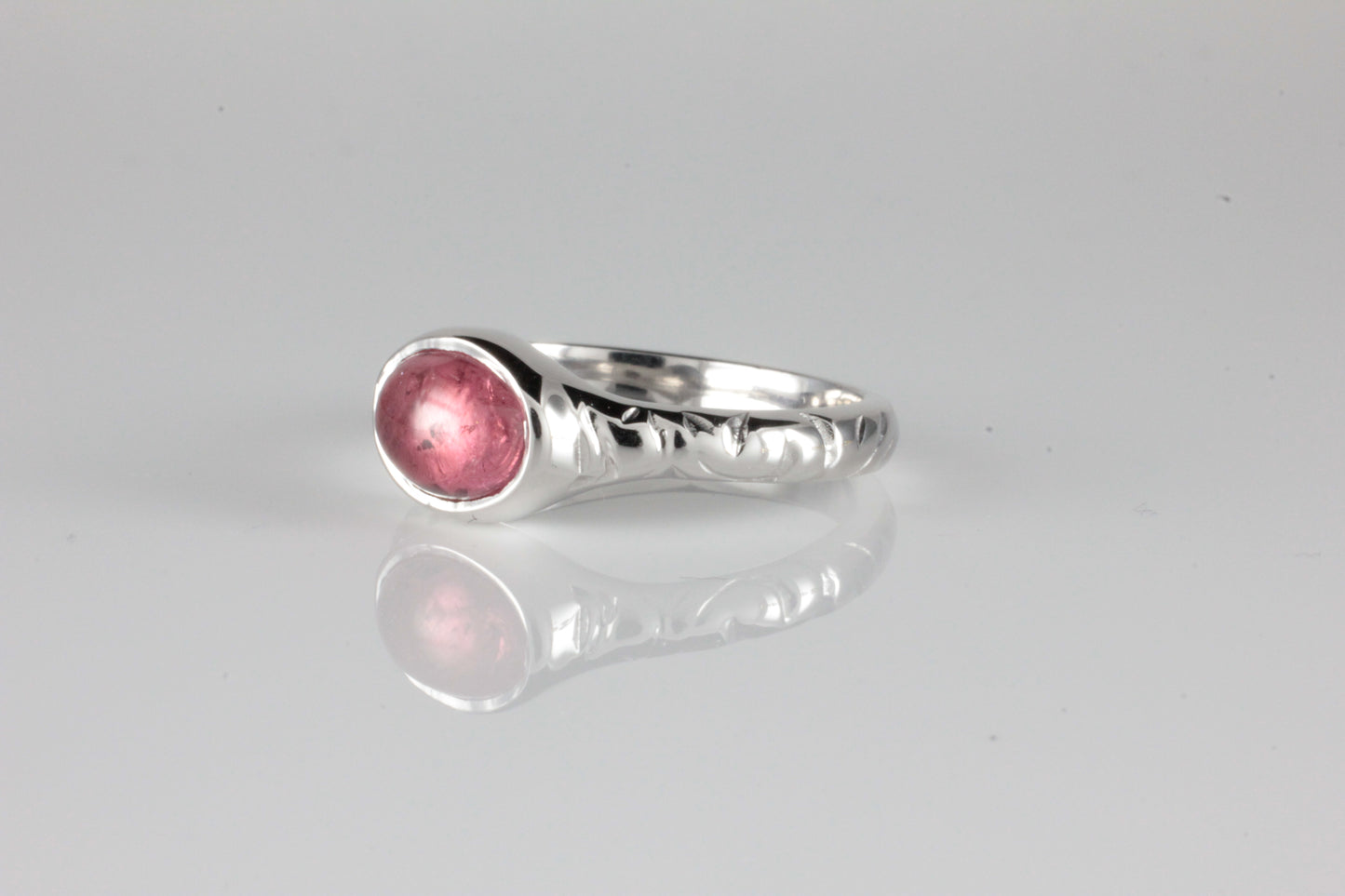 'Odessos' Georgian style Oval Pink Tourmaline Cabochon Ring