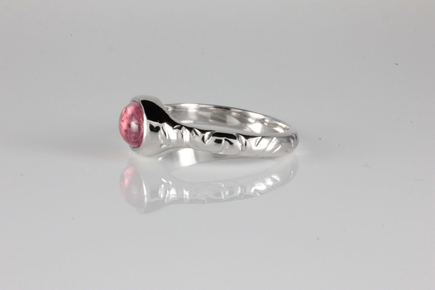'Odessos' Georgian style Oval Pink Tourmaline Cabochon Ring