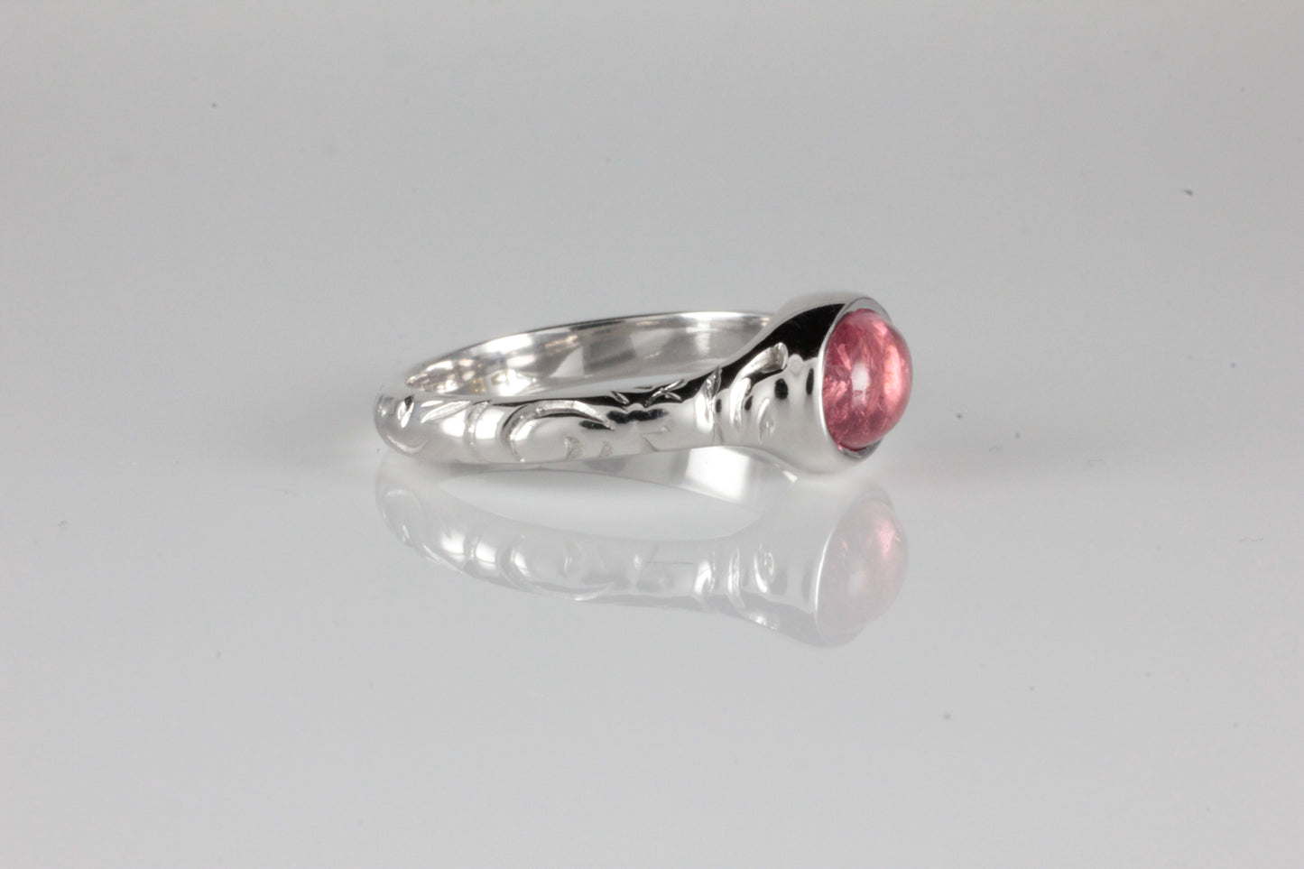 'Odessos' Georgian style Oval Pink Tourmaline Cabochon Ring