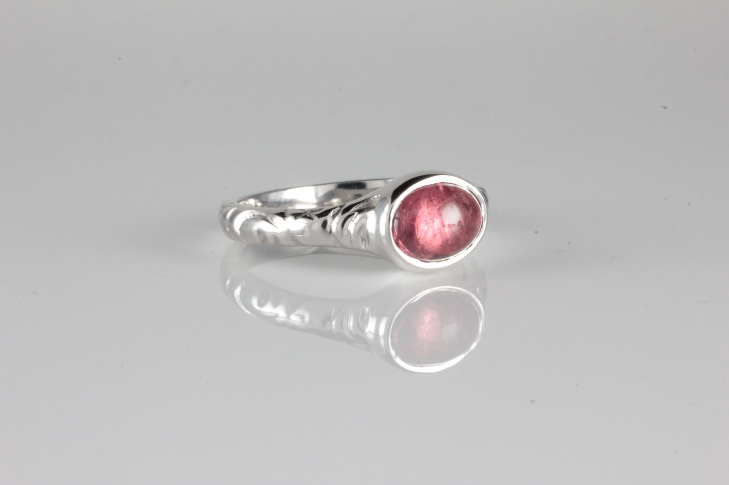 'Odessos' Georgian style Oval Pink Tourmaline Cabochon Ring