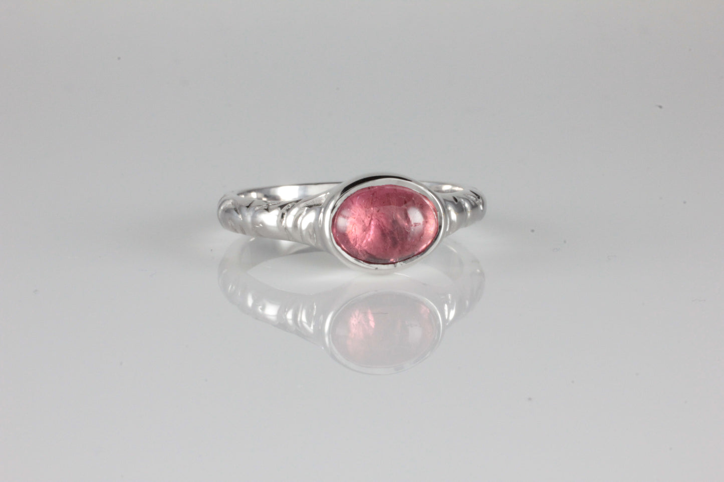 'Odessos' Georgian style Oval Pink Tourmaline Cabochon Ring