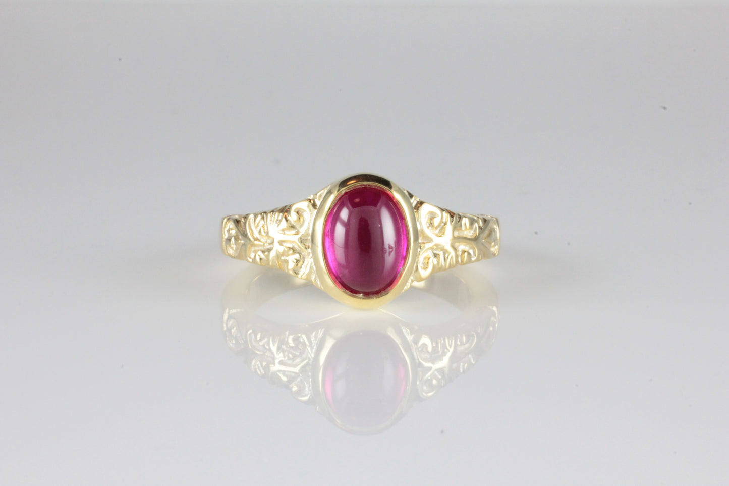 'Sostra' Victorian style Oval Ruby Cabochon Ring