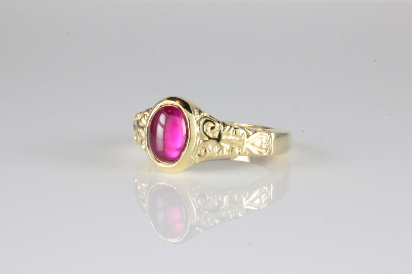 'Sostra' Victorian style Oval Ruby Cabochon Ring