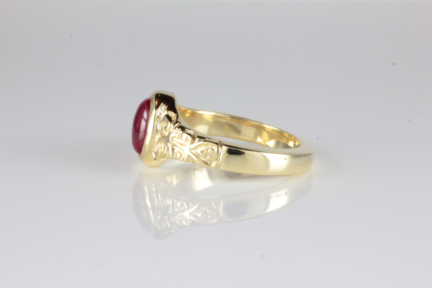 'Sostra' Victorian style Oval Ruby Cabochon Ring