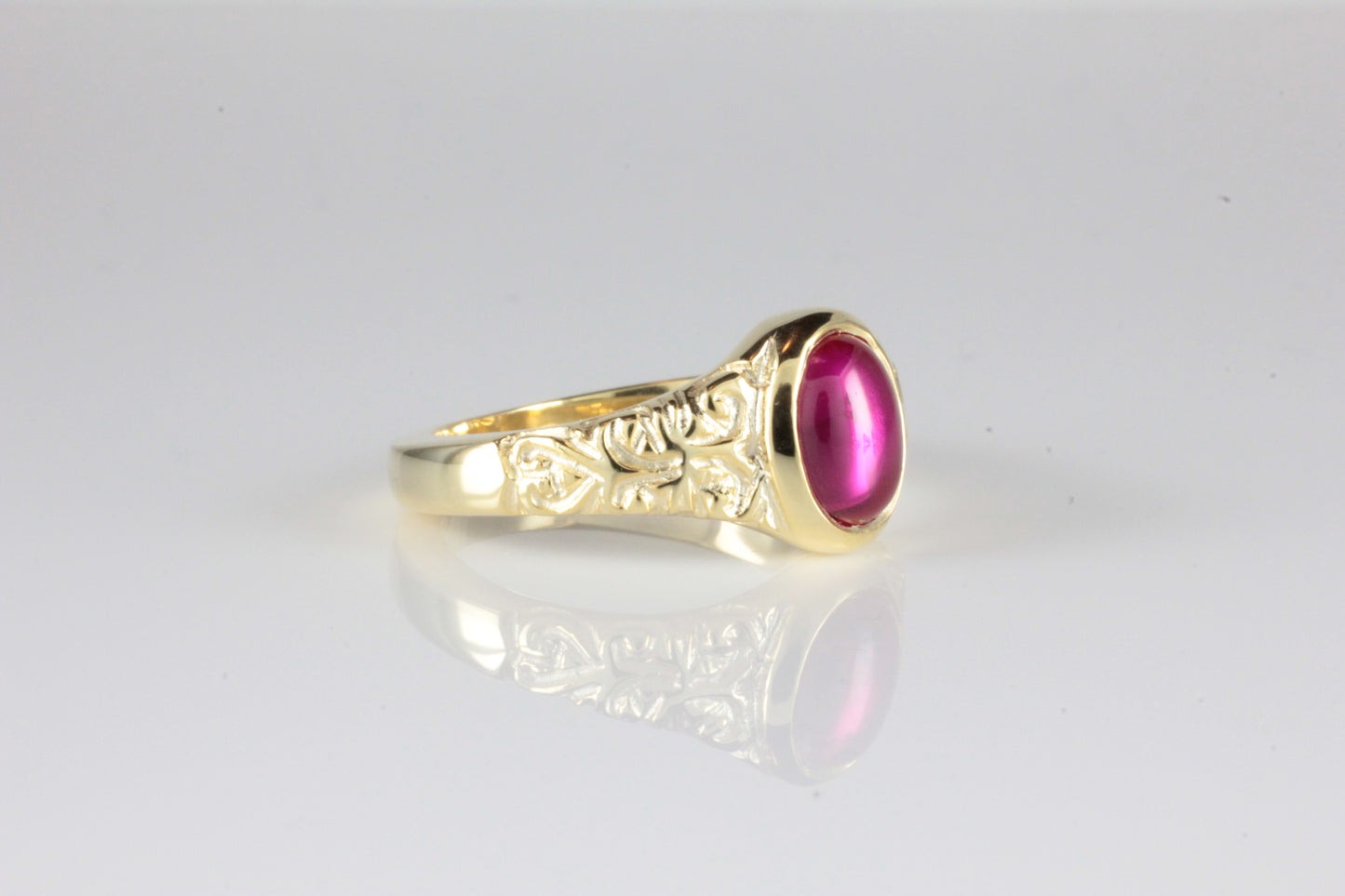 'Sostra' Victorian style Oval Ruby Cabochon Ring