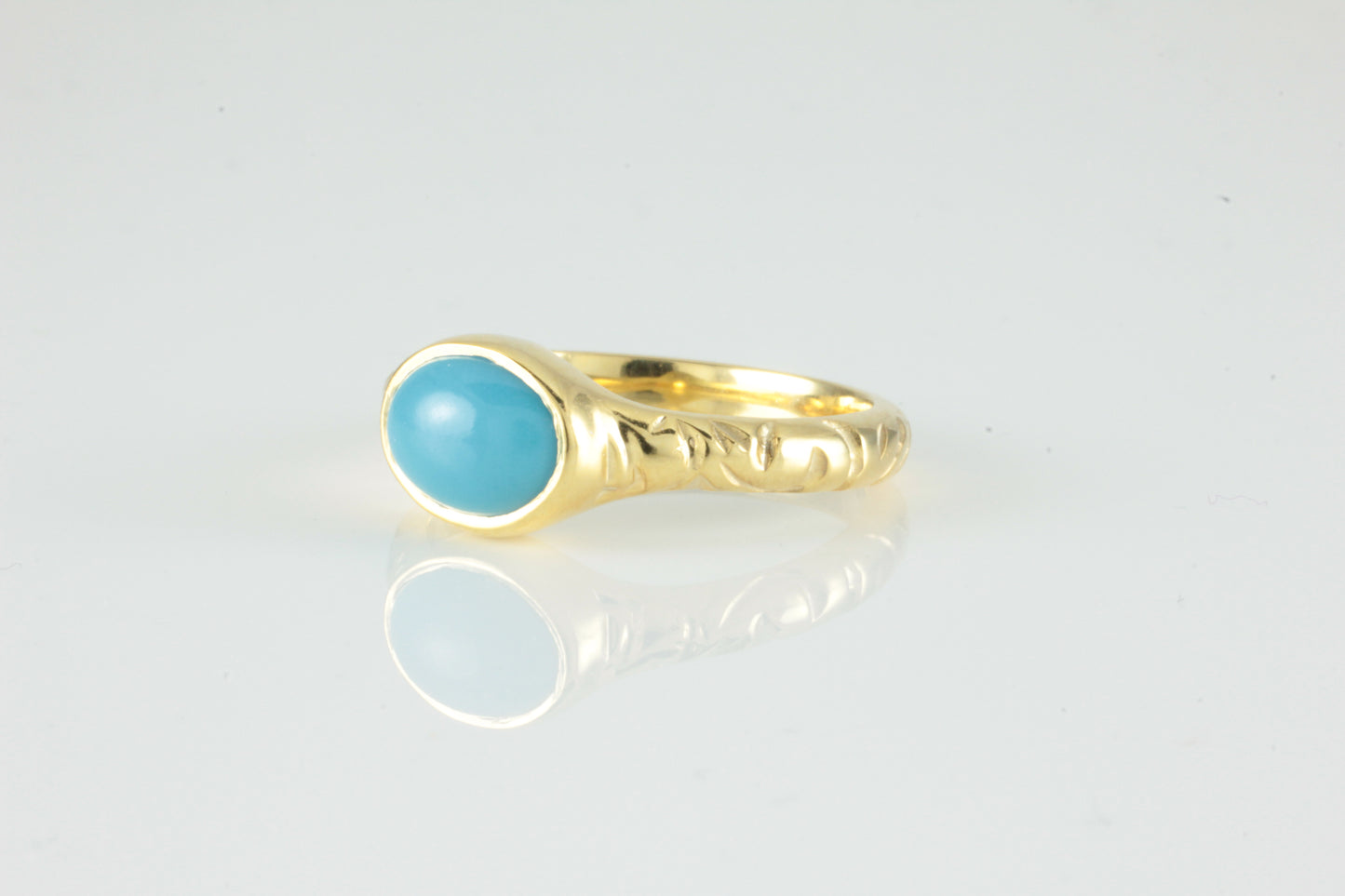 'Odessos' Georgian style Oval Turquoise Cabochon Ring