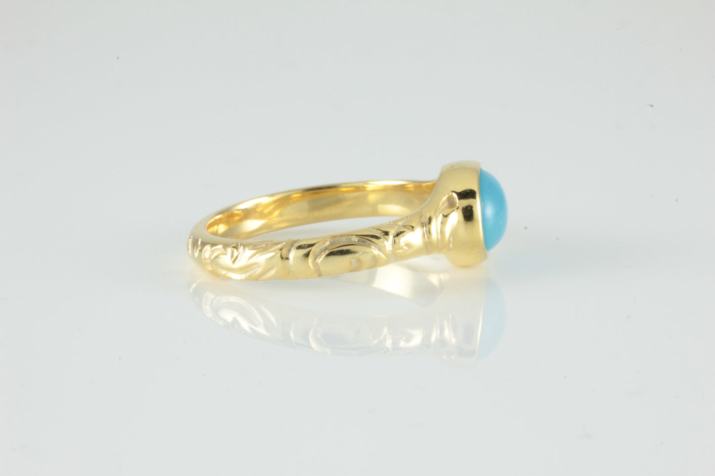 'Odessos' Georgian style Oval Turquoise Cabochon Ring