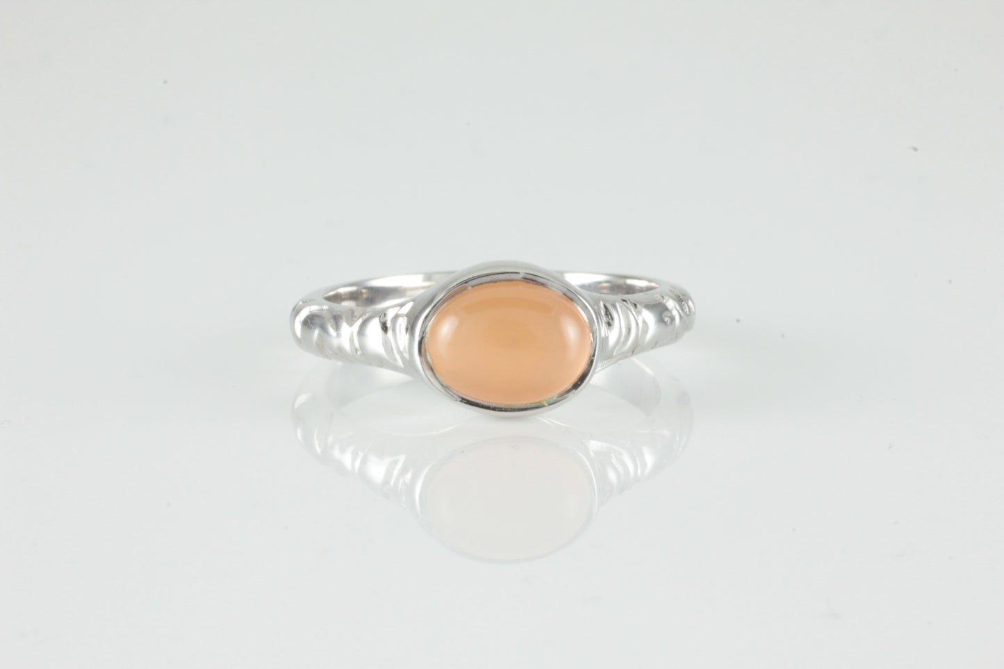 'Odessos' Georgian style Oval Peach Moonstone Cabochon Ring